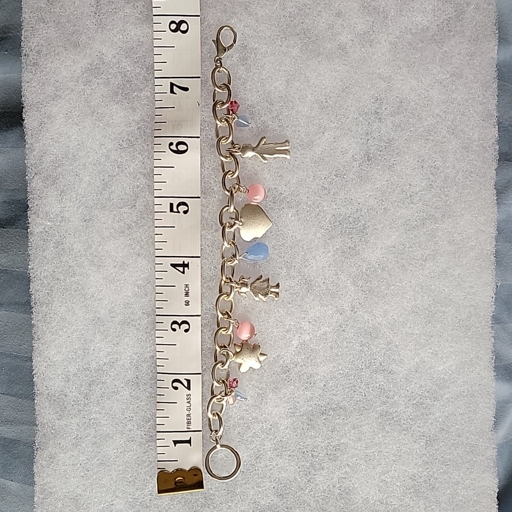 2/$8 Vintage Silver Tone Chain Link Nana Grandson Granddaughter Charm Bracelet - Picture 5 of 5